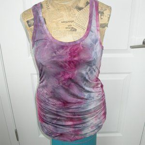 Purple  and Grey Tie Dyed Tank Top with Rauched Sides
